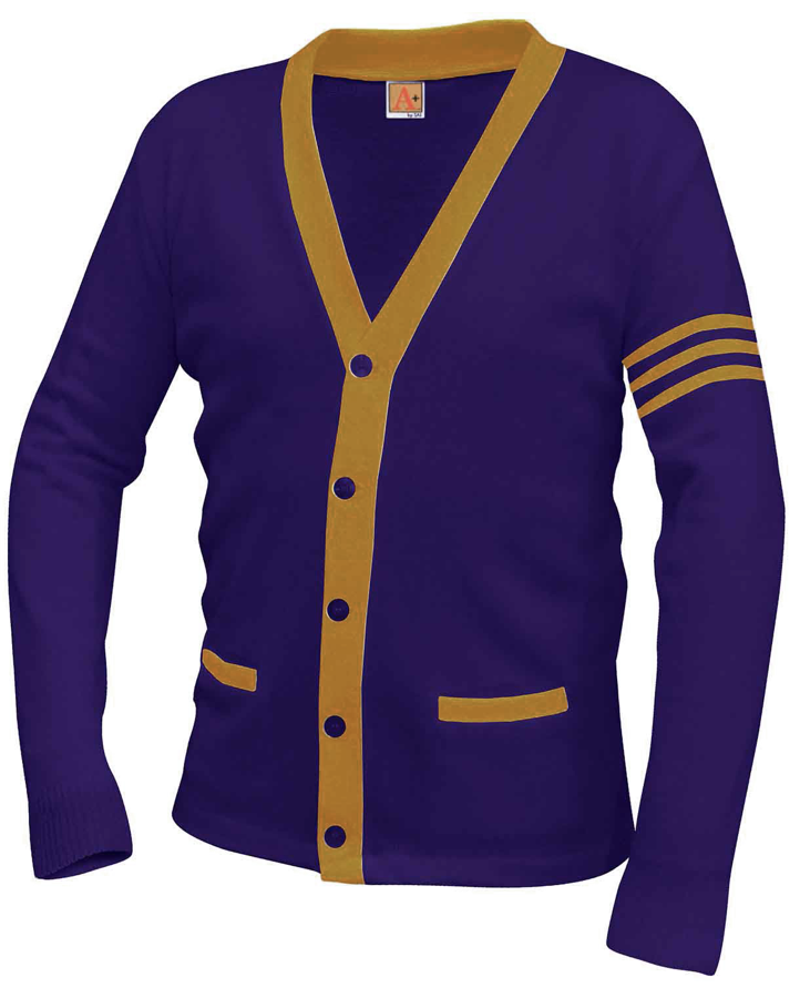 Purple/Old Gold Varsity Cardigan
